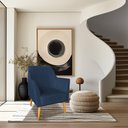 Ver imagem 2 de Kit 02 Poltronas Decorativa Julia Veludo Azul Marinho Pés Palito Castanho - Pallazio