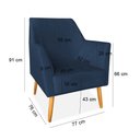 Ver imagem 7 de Kit 02 Poltronas Decorativa Julia Veludo Azul Marinho Pés Palito Castanho - Pallazio
