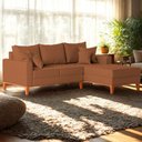 Ver imagem 2 de Sofá 3 Lugares Beny com Chaise Direito Linho Terracota