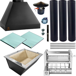 Kit Churrasqueira Gourmet Completa Preta Makeer Grill Elevatório 4 Espetos 1531 P - 1
