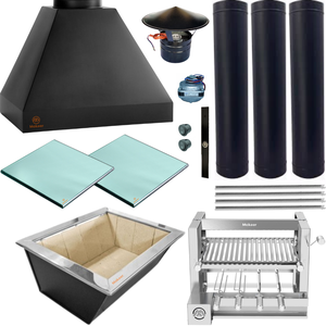 Kit Churrasqueira Gourmet Completa Preta Makeer Grill Elevatório 4 Espetos 1531 P