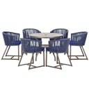 Ver imagem 1 de Mesa com 6 Cadeiras de Jantar Roma 120cm e Noronha em Alumínio Marrom Corda Náutica Estofado 10 Tram