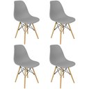Ver imagem 1 de Kit 4 Cadeiras Charles Eames Eiffel Dsw com Pés de Madeira Clara Cinza Claro