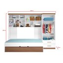 Ver imagem 2 de Jogo de Quarto Juvenil Chiara Amadeirado 4 Peças - Roupeiro 2 Portas, Módulo Aéreo e Cama com Auxili