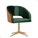 Ver imagem 2 de Cadeira Poltrona Base Giratória Dourada para Mesa de Jantar Nicole