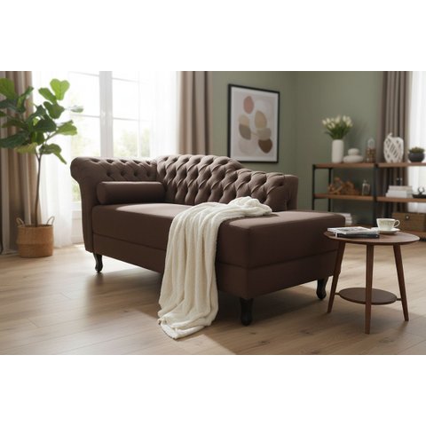 Recamier Decorativo Divã Styllus Lado Direito Couro Marrom