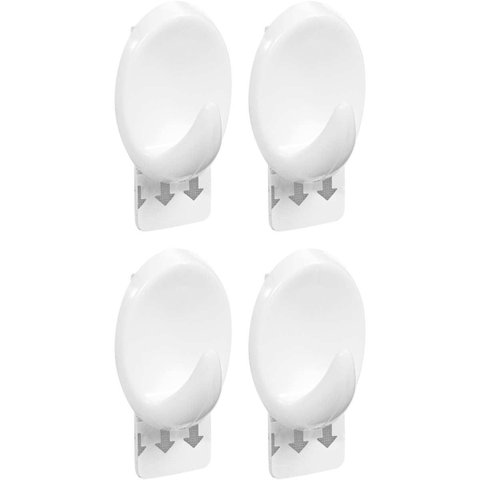 Gancho Plástico Oval P Branco C/adesivo Bl com 04