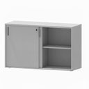 Ver imagem 4 de Armário para Escritório Baixo 120cm x 74cm com 2 Portas de Correr e Chave Corporate Cinza