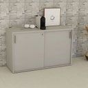 Ver imagem 1 de Armário para Escritório Baixo 120cm x 74cm com 2 Portas de Correr e Chave Corporate Cinza