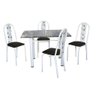 Conjunto de Mesa Michelly com 04 Cadeiras 110x75cm Moura Branco-preto-preto Floral - 1