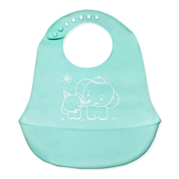 Babador Cata Migalhas em Silicone Reutilizável para Bebê Verde Agua Unyhome. - 1