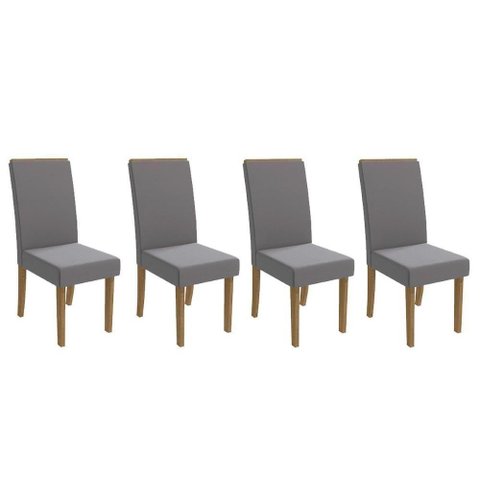 Cadeira Sala de Jantar 2cad142fr Kit 4 Un Freijo/veludo Titanio A050 - Kappesberg