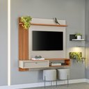 Ver imagem 1 de Painel Home para TV Sala de Estar Alvorada Canela Off White Fosco 132cm