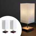 Ver imagem 1 de Kit 2 Abajur Luminaria de Mesa Quadrado Mdf Interruptor Ref 49 Decoração Casa Sala Quarto Escritório