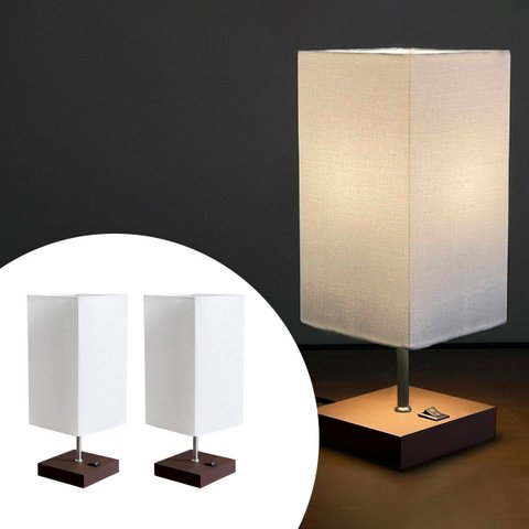 Kit 2 Abajur Luminaria de Mesa Quadrado Mdf Interruptor Ref 49 Decoração Casa Sala Quarto Escritório