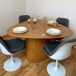 Mesa de Jantar Orgânica 120x125cm Tampo Freijó Base Freijó Freijó - 4