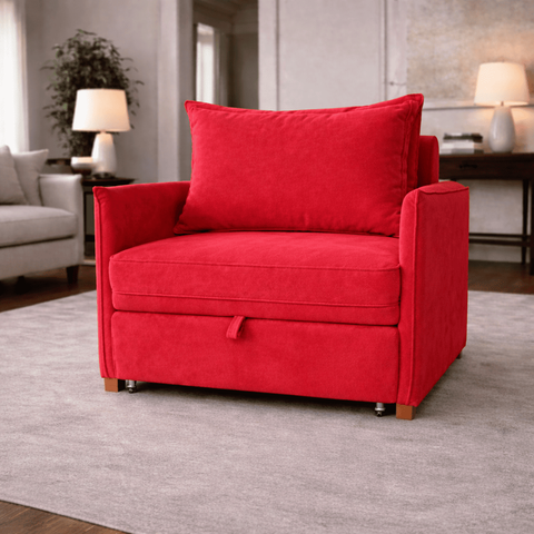 Poltrona Cama Mônica Suede Decorativa Confortável Moderna Sala Quarto Recepção