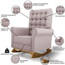 Ver imagem 3 de Kit 02 Poltronas de Amamentação Base Madeira Balanço Brenda G05 Veludo Rosê - Mpozenato