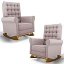 Ver imagem 1 de Kit 02 Poltronas de Amamentação Base Madeira Balanço Brenda G05 Veludo Rosê - Mpozenato