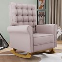 Ver imagem 2 de Kit 02 Poltronas de Amamentação Base Madeira Balanço Brenda G05 Veludo Rosê - Mpozenato