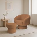Ver imagem 2 de Poltrona Decorativa Fixa com Puff Liz Bouclé Terracota - Nexta Casa