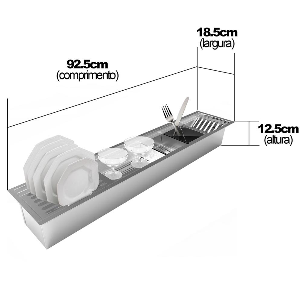 Calha Úmida Escorredor de Louça Gourmet Saro CL90 Inox - 4