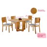 Conjunto Sala de Jantar 4 Lugares Vitoria e Madeira Maciça Amendoa Móveis Mix Amendoa - 4