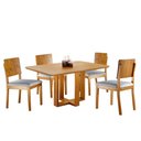 Ver imagem 1 de Conjunto Sala de Jantar 4 Lugares Vitoria e Madeira Maciça Amendoa Móveis Mix Amendoa