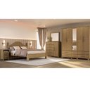 Ver imagem 1 de Conjunto Quarto Casal Ouro Freijó Guarda Roupa 5 Portas Cômoda Cama Mesas Finestra