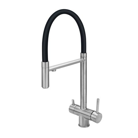 Torneira Cozinha Gourmet Inox Preto Monocomando Saída Filtro