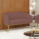 Ver imagem 2 de Sofá Namoradeira 2 Lugares Base Industrial Dourado Stella Veludo D03 - D’Rossi Rose