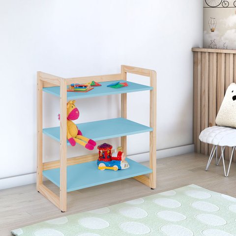 Estante Infantil Baixa para Livros e Brinquedos Diversos 64x75cm Colorê Azul