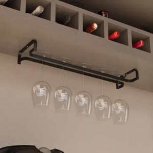 Porta Taças Suspenso para Armário Prateleira Design Moderno Industrial Alta Resistência Fácil