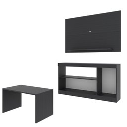 Conjunto Sala de Estar Dumont com Painel Para TV até 42 Polegadas Rack com 3 Nichos e Mesa de Centro Yescasa - 3 Conjunto Sala de Estar Dumont com Painel Para TV até 42 Polegadas Rack com 3 Nichos e Mesa de Centro Yescasa - 3