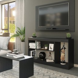 Conjunto Sala de Estar Dumont com Painel Para TV até 42 Polegadas Rack com 3 Nichos e Mesa de Centro Yescasa - 1 Conjunto Sala de Estar Dumont com Painel Para TV até 42 Polegadas Rack com 3 Nichos e Mesa de Centro Yescasa - 1
