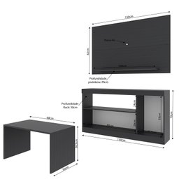 Conjunto Sala de Estar Dumont com Painel Para TV até 42 Polegadas Rack com 3 Nichos e Mesa de Centro - 2