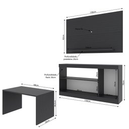 Conjunto Sala de Estar Dumont com Painel Para TV até 42 Polegadas Rack com 3 Nichos e Mesa de Centro Yescasa - 2 Conjunto Sala de Estar Dumont com Painel Para TV até 42 Polegadas Rack com 3 Nichos e Mesa de Centro Yescasa - 2