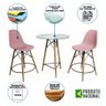 Mesa Bistrô Eames Eiffel Vidro com 2 Banquetas Rosas de Madeira - 2