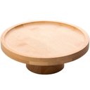 Ver imagem 4 de 2 Pratos Pedestal Redondos Bambu para Bolo 20cm Boleiras Peq
