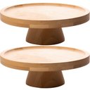 Ver imagem 1 de 2 Pratos Pedestal Redondos Bambu para Bolo 20cm Boleiras Peq