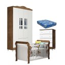 Ver imagem 1 de Quarto de Bebê Ariel 4p Gaveteiro e Berço Lara Branco Acetinado Amadeirado com Colchão –