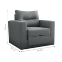 Ver imagem 2 de Sofá-Cama Porto 1 Lugar Suede Cinza 93x183cm com Abertura Frontal para Quarto e Sala