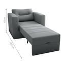 Ver imagem 3 de Sofá-Cama Porto 1 Lugar Suede Cinza 93x183cm com Abertura Frontal para Quarto e Sala