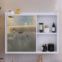 Ver imagem 3 de Espelheira Armário Banheiro Suspenso com Espelho 1 Porta Prateleira Organizadora Lavabo Luxo