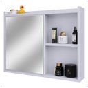 Ver imagem 1 de Espelheira Armário Banheiro Suspenso com Espelho 1 Porta Prateleira Organizadora Lavabo Luxo