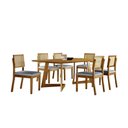 Ver imagem 2 de Conjunto Sala de Jantar 6 Lugares Karol Mesa e Cadeiras Madeira Maciça e Rattan Móveis Mix
