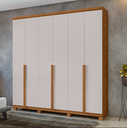 Ver imagem 1 de Guarda Roupas Alonzo 6PTS 4GAV 100% MDF Amêndoa Clean Off White