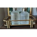 Ver imagem 2 de Bandeja Metal Retangular Dourada Espelho Detalhe Duplo Pequena