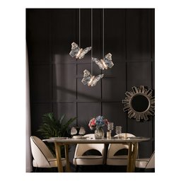 Pendente Borboleta Moderna Luminária Led Cabeceira Dourada Bivolt - 2