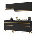 Ver imagem 1 de Armário de Cozinha Compacta 190cm com Leds Veneza Up Multimóveis V2030 Preto/Dourado